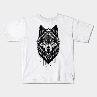 wolf ink art Kids T-Shirt